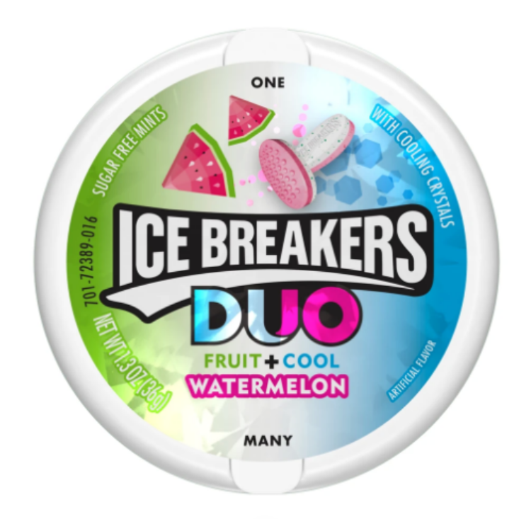 ICE BREAKERS DUO FRUIT & COOL WATERMELON FLAVORED MINTS